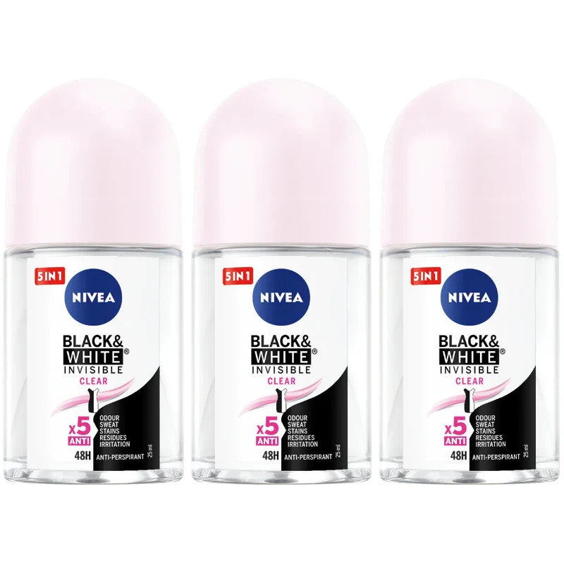 3-Pack Women's Invisible Clear Roll-On Antiperspirant - 25ml