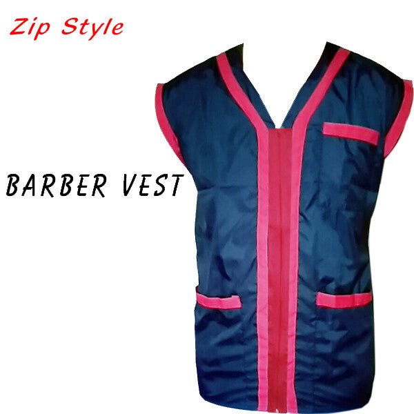 Unisex Barber Vest with Pockets & Zipper Closure - Black, M to 3XL