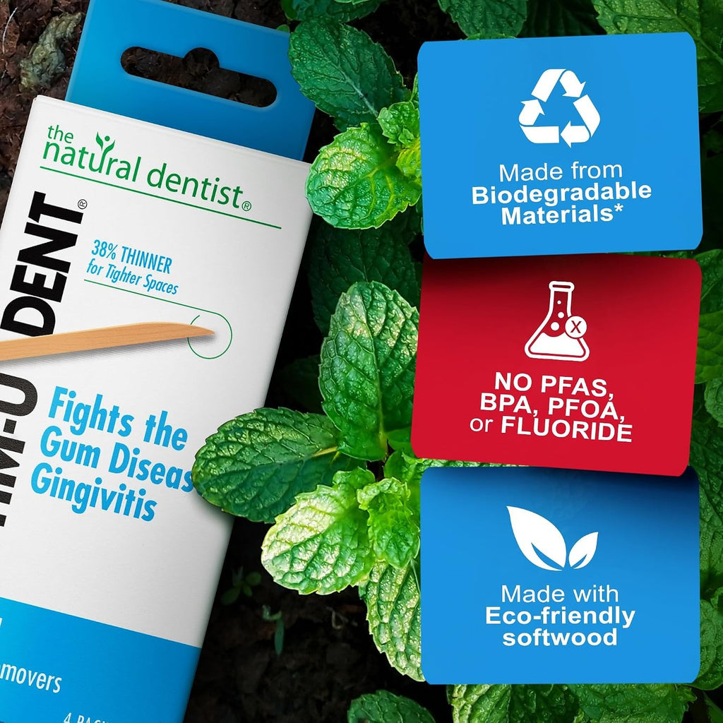 Mint Dental Picks for Plaque Removal - Wooden Toothpicks for Oral Hygiene