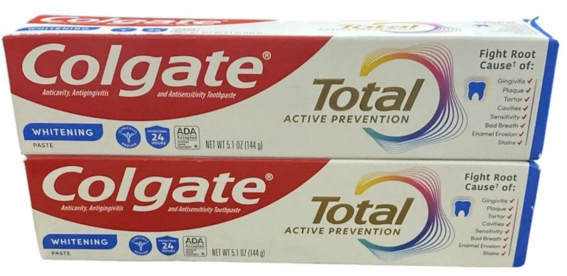 2 Pack Whitening Toothpaste Mint 5.1 oz - Active Prevention & Fluoride