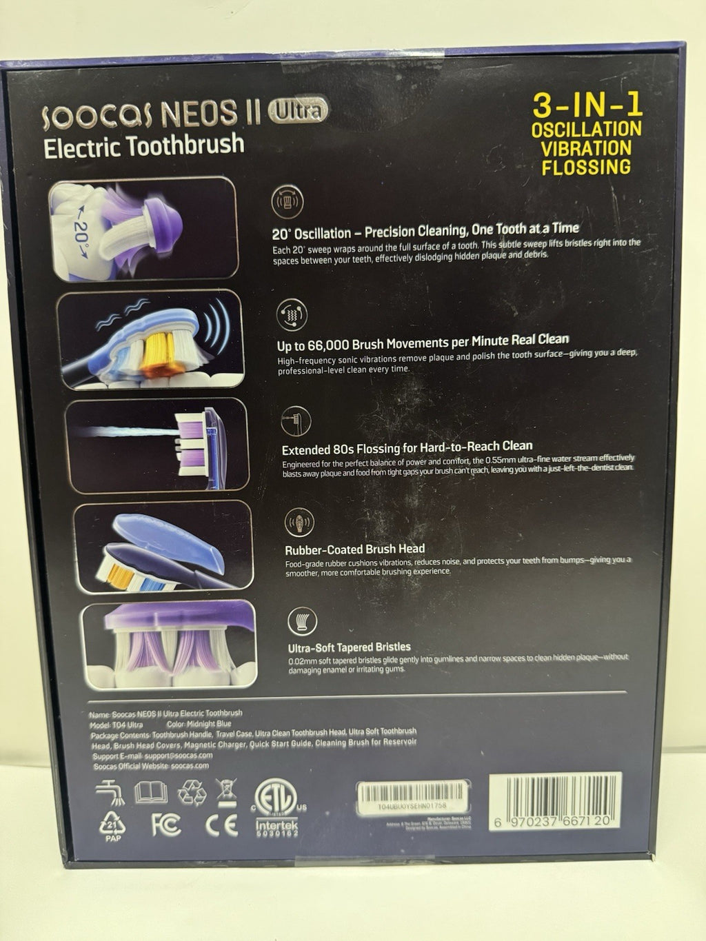 3-in-1 Electric Toothbrush Water Flosser Midnight Blue - Rechargeable