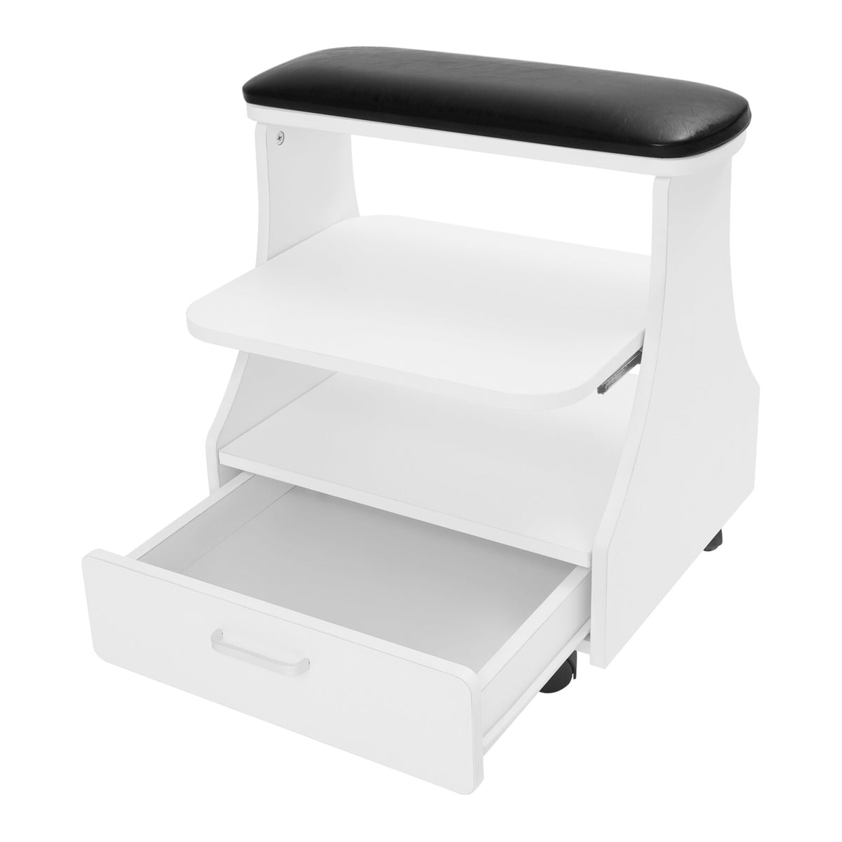3-Tier Portable Salon Trolley Cart for Nails and Foot Care Black