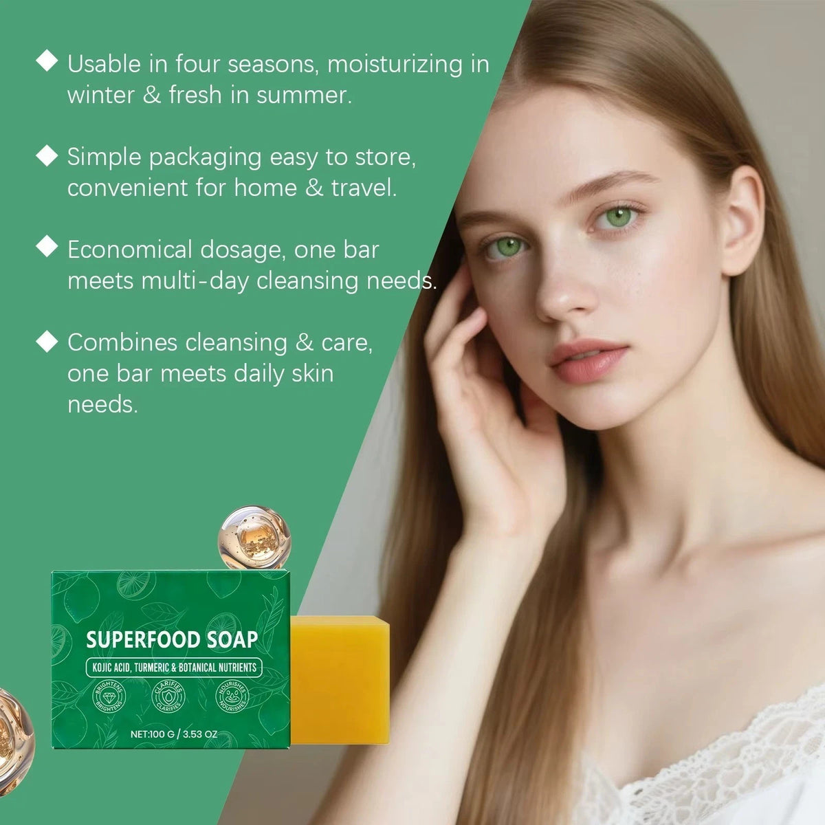 Turmeric Lemon Superfood Facial Soap Bar - Gentle Cleansing & Moisturizing