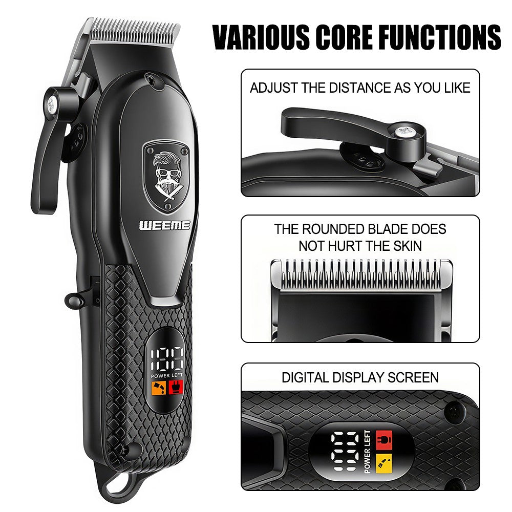 Cordless Hair Clipper and Trimmer Set for Men with Adjustable Blade LED Display
