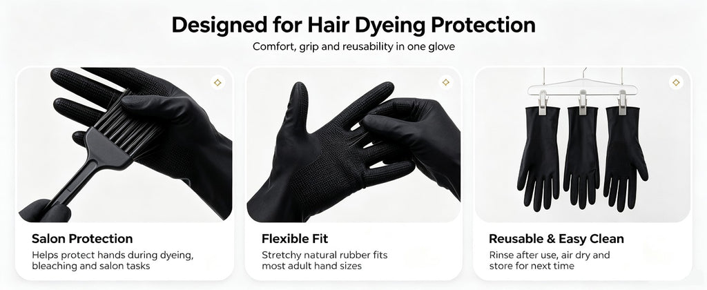 Professional Hair Dye Coloring Gloves - Reusable, Chemical-Resistant