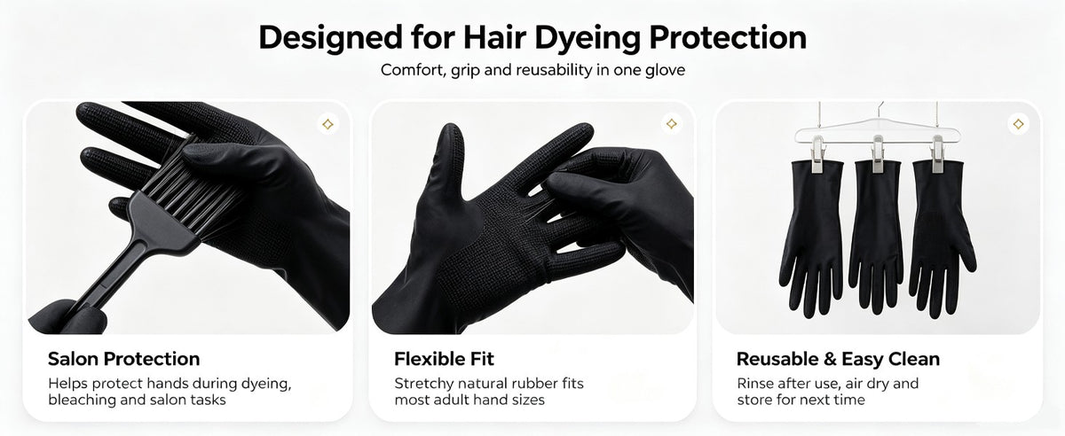 Professional Hair Dye Coloring Gloves - Reusable, Chemical-Resistant