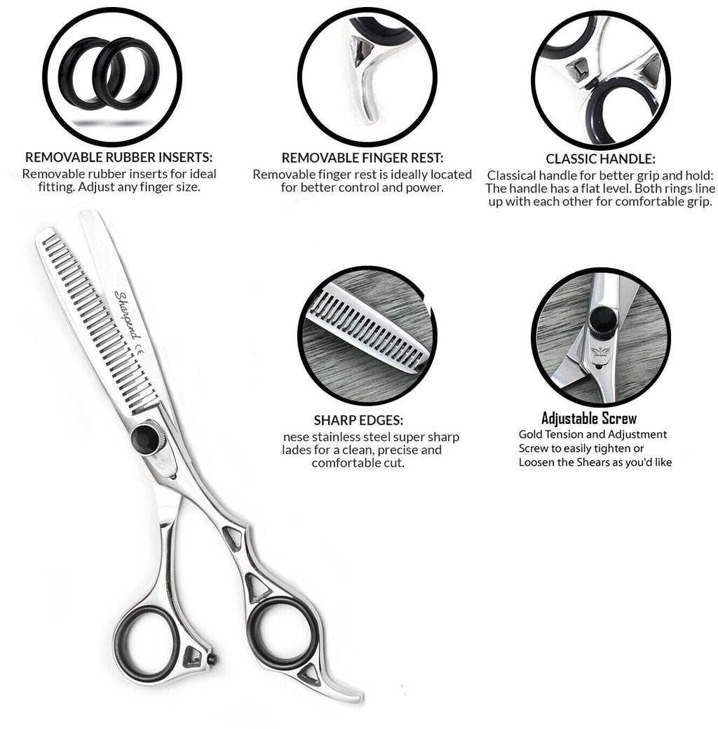 6.5 inch Professional Hairdressing & Barber Thinning Scissors Set with Razor & Tweezers