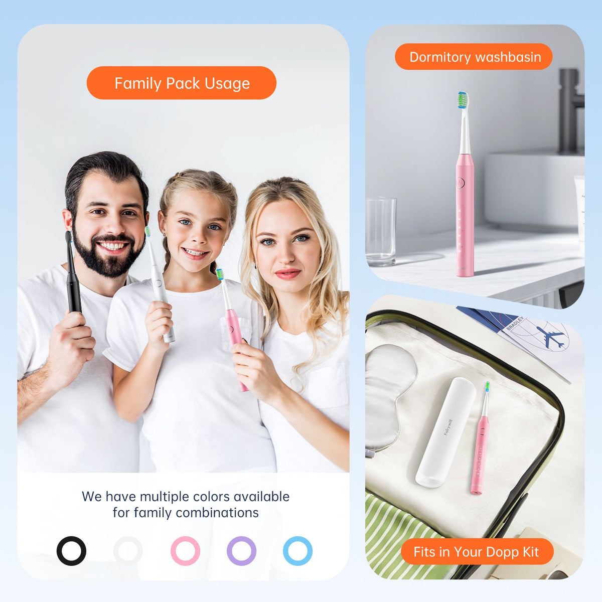 Rechargeable Electric Toothbrush with 8 Brush Heads 5 Modes 47000 VPM