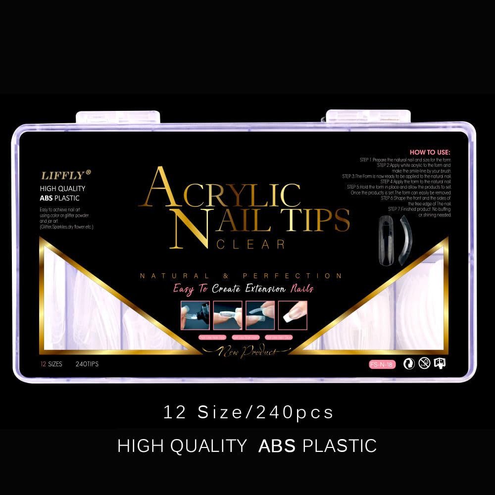 240PCS Nail Forms for Poly Gel UV Gel - 12 Size Full Cover Nail Mold Set