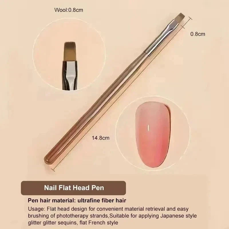 9PCS Nail Art Brush Set for Gel Acrylic Nail Design & Detailing