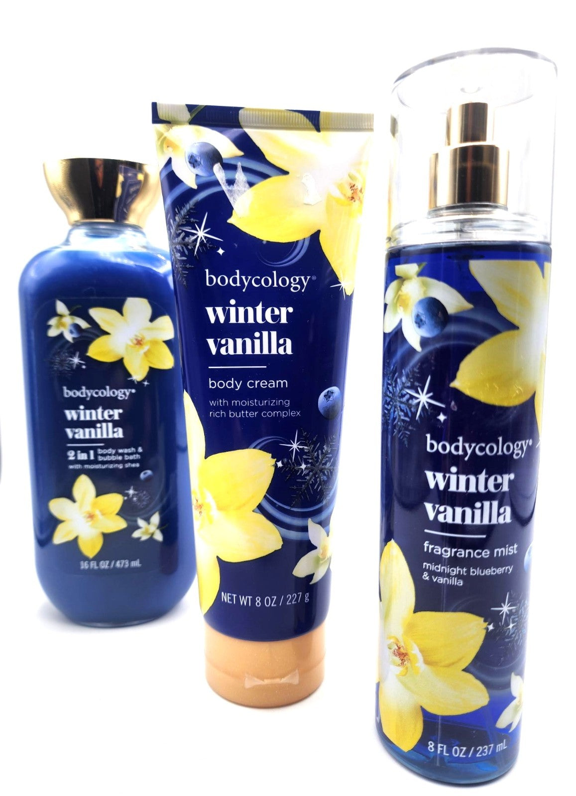 Winter Vanilla Body Wash & Fragrance Mist Set - Moisturizing Body Cream