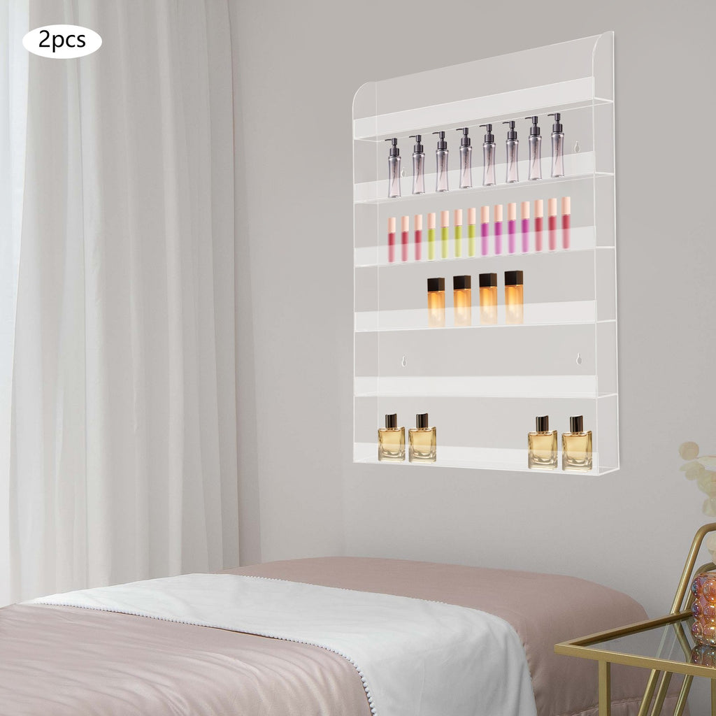 Acrylic Wall Mounted Nail Polish Organizer Rack - 6-Tier Storage Holder Set