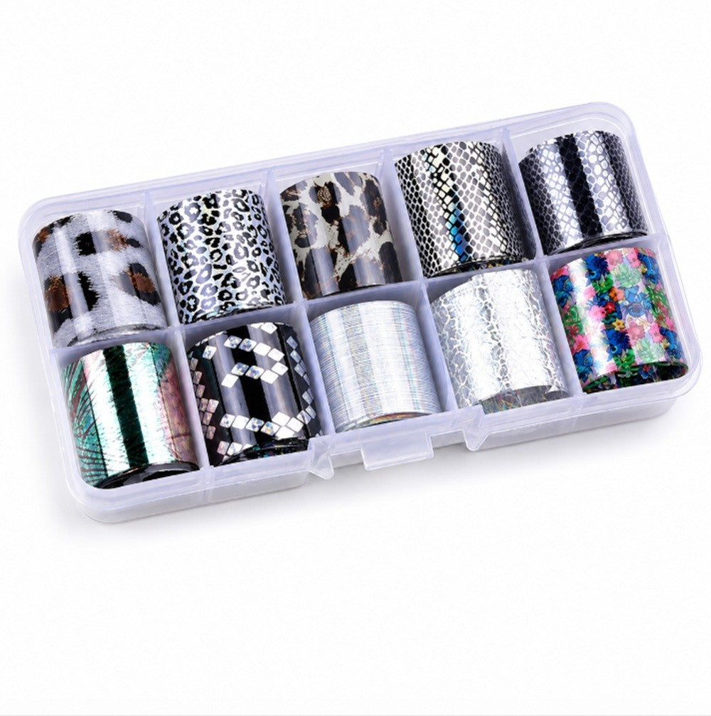 Holographic Nail Foil Transfer Stickers Star Sky Glitter Nail Art Decor Set