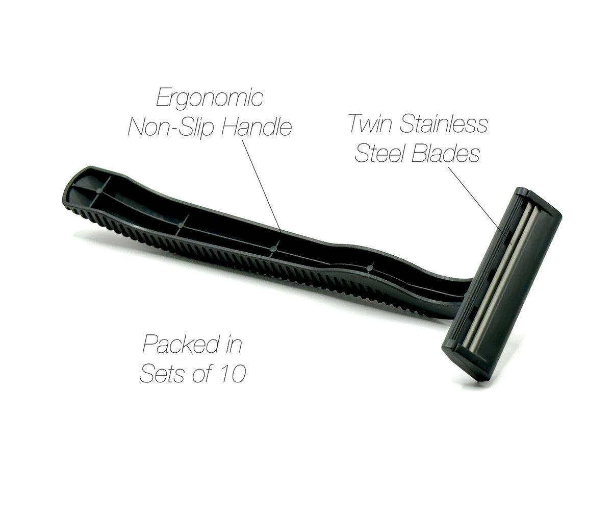 Bulk Pack 40 Disposable Razors - Black & Pink Twin Blade Shavers