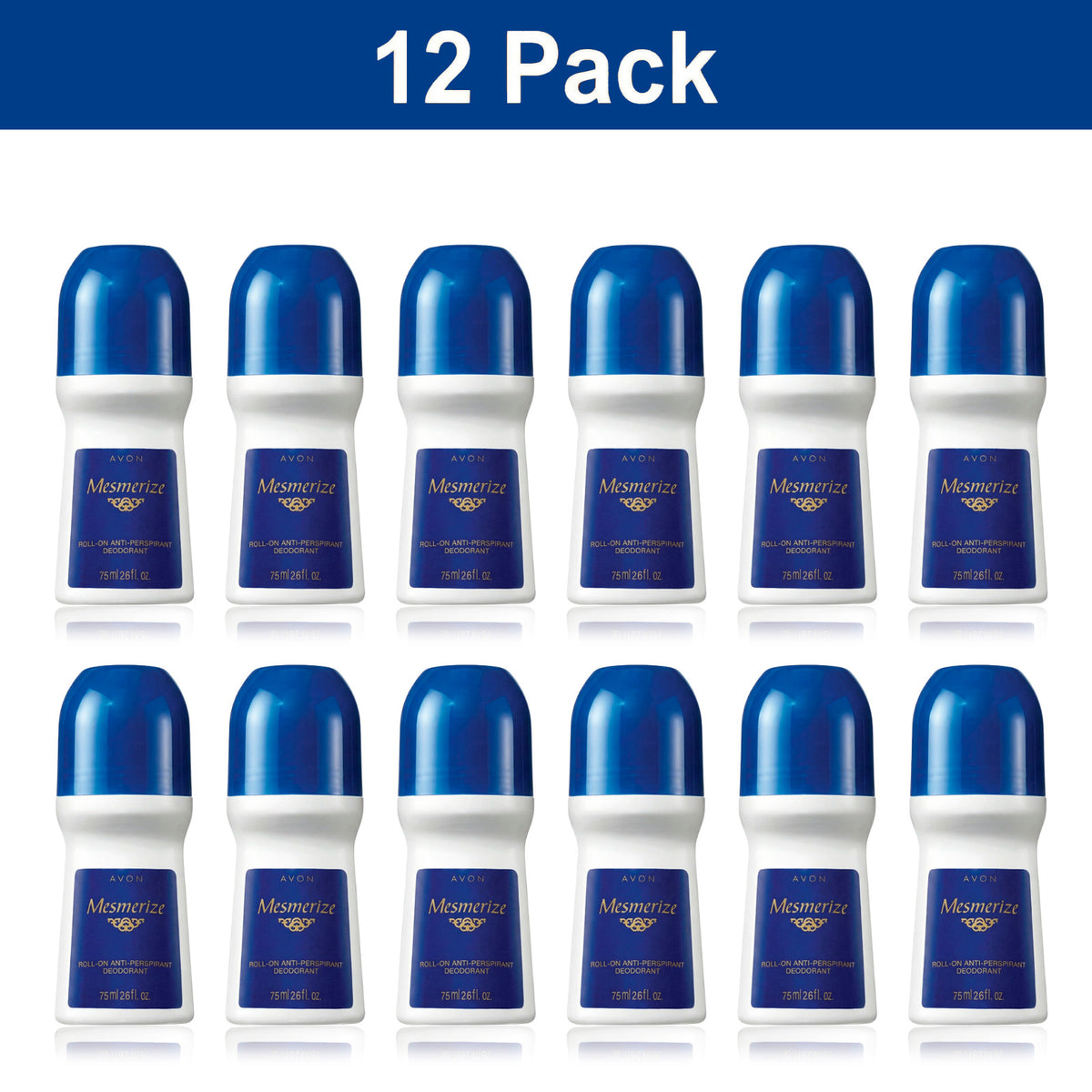 Avon Mesmerize Roll-On Antiperspirant Deodorant 2.6oz - 12 Pack, 24HR Freshness
