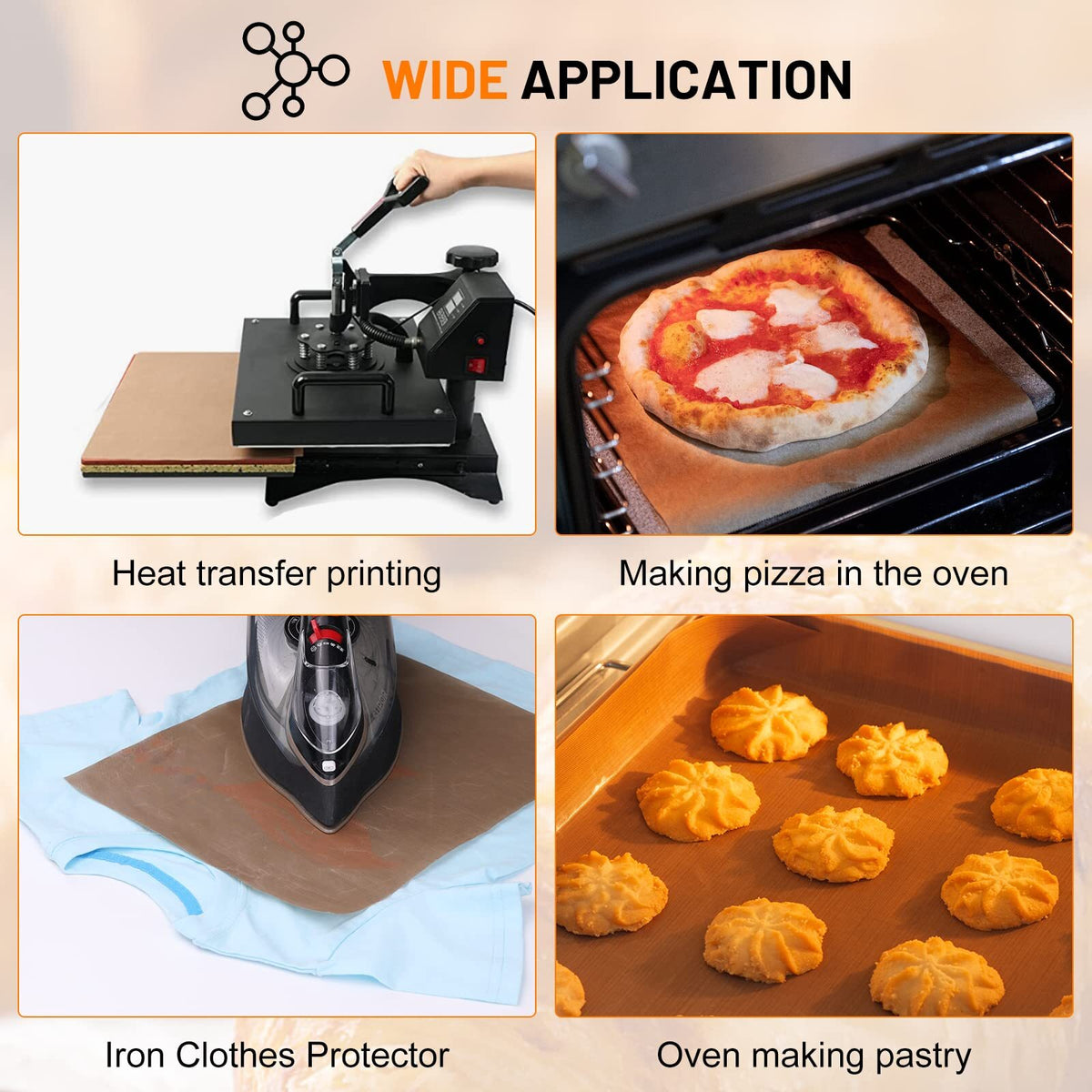 Heat Press Teflon Sheets 12" x 8ft Non-Stick PTFE Reusable Cover for HTV