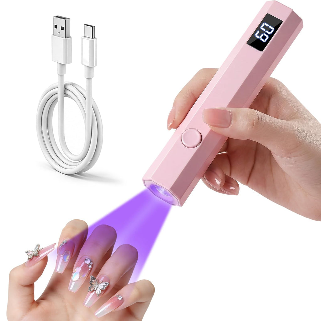 Handheld UV Nail Light for Gel Nails Mini Flash Cure Lamp Pink