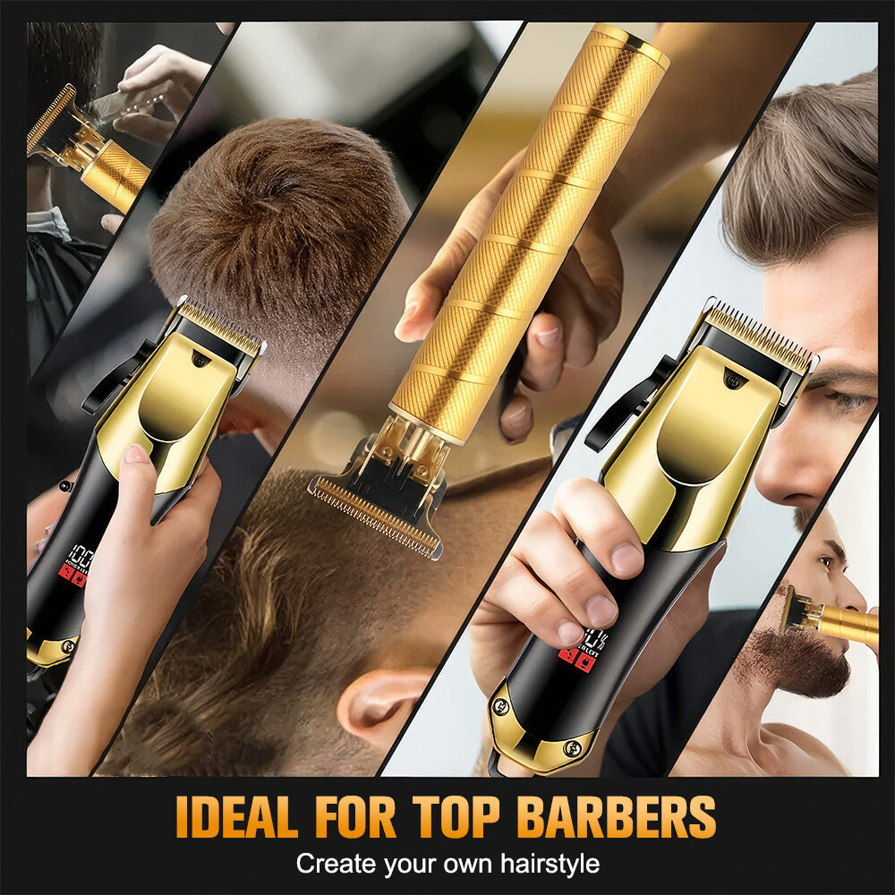 Cordless Professional Hair Clippers & Beard Trimmer Set for Men