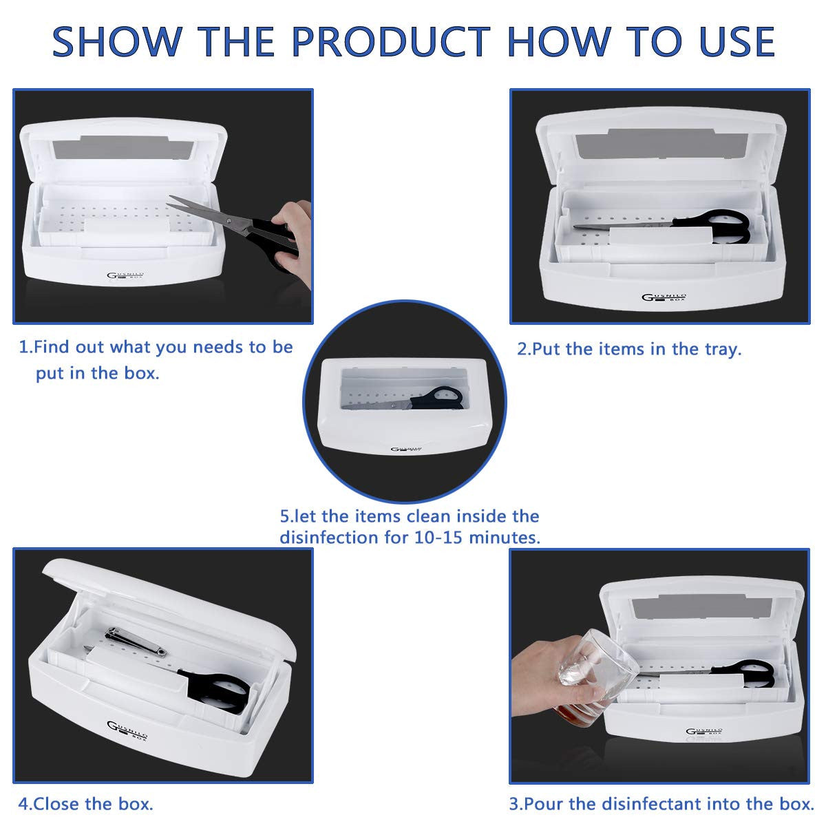 Disinfectant Nail Tool Sterilizer Box with Transparent Lid - Plastic Sanitizing Tray for Nail & Salon Tools
