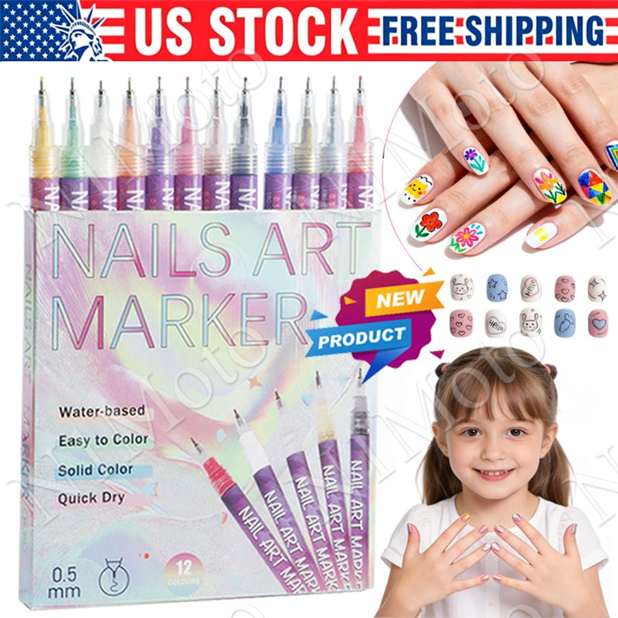 12-Color Nail Art Pen Set for DIY Drawing and Detailing