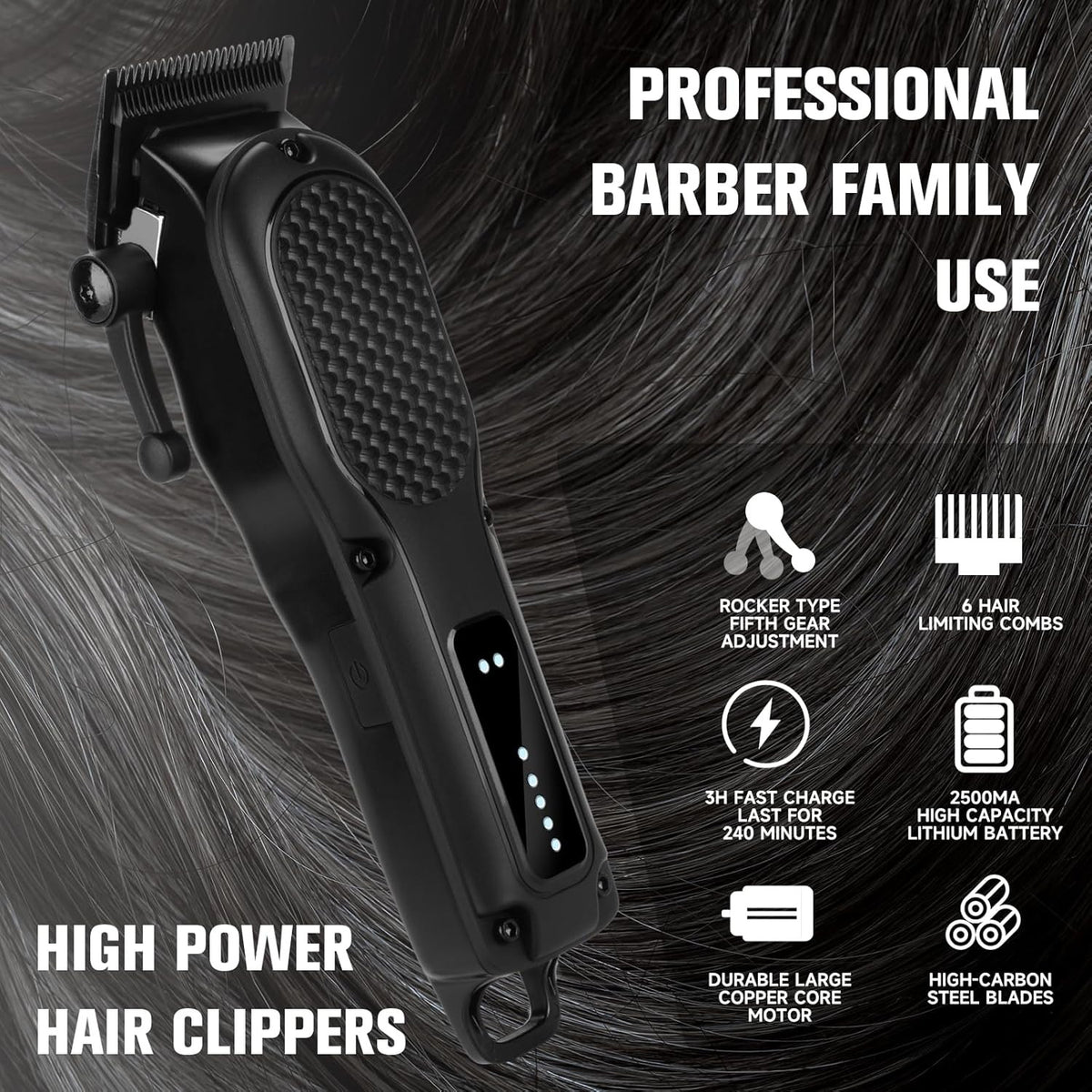 Men's Cordless Professional Hair Clippers Trimmer Set - Rechargeable & Powerful