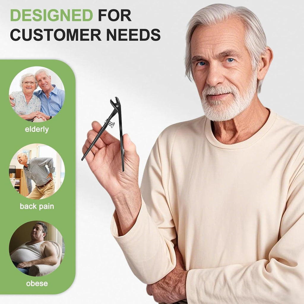 Heavy Duty Toenail Clipper with Long Handle & Angled Head for Thick Nails