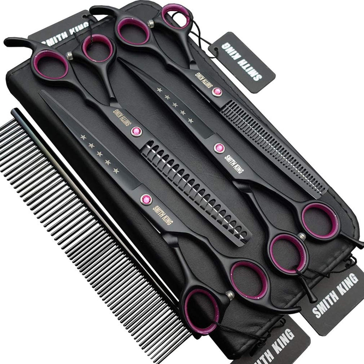 7-Inch Professional Dog Grooming Scissors Set with Straight, Thinning & Curved Blades