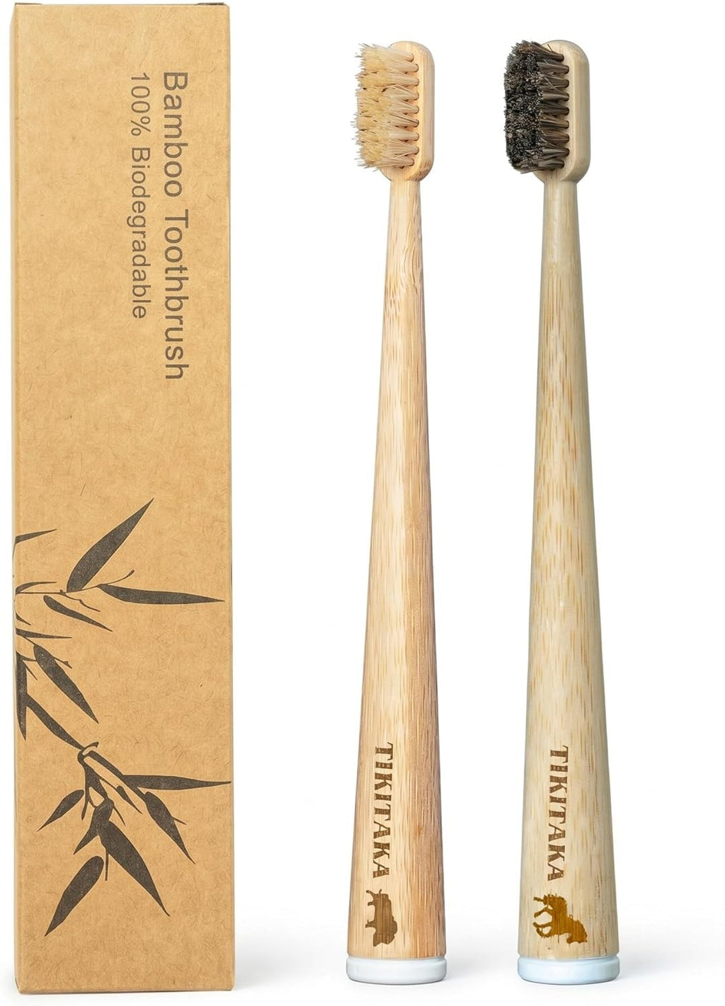 Natural Bamboo Toothbrush Sampler Set - 2 Pack (Boar & Horse Bristle)