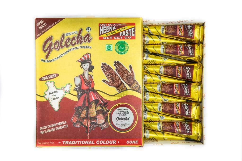 Golecha Henna Mehandi Temporary Tattoo Cones - Red/Maroon 24 Pack