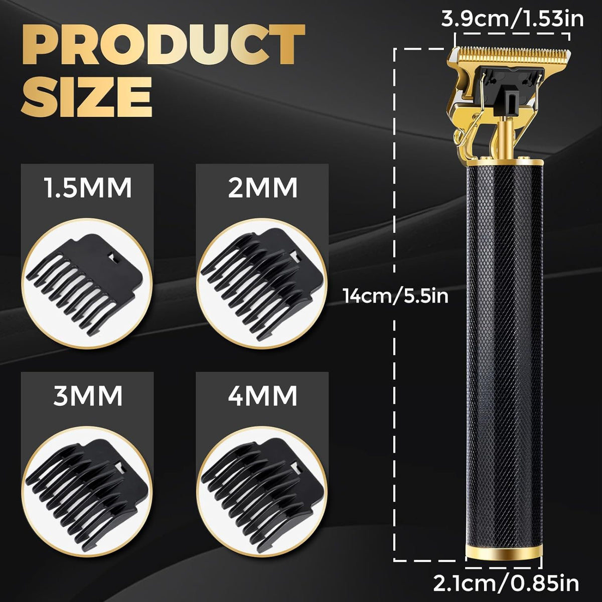 Professional Men's Beard & Hair Trimmer with 4 Adjustable Combs