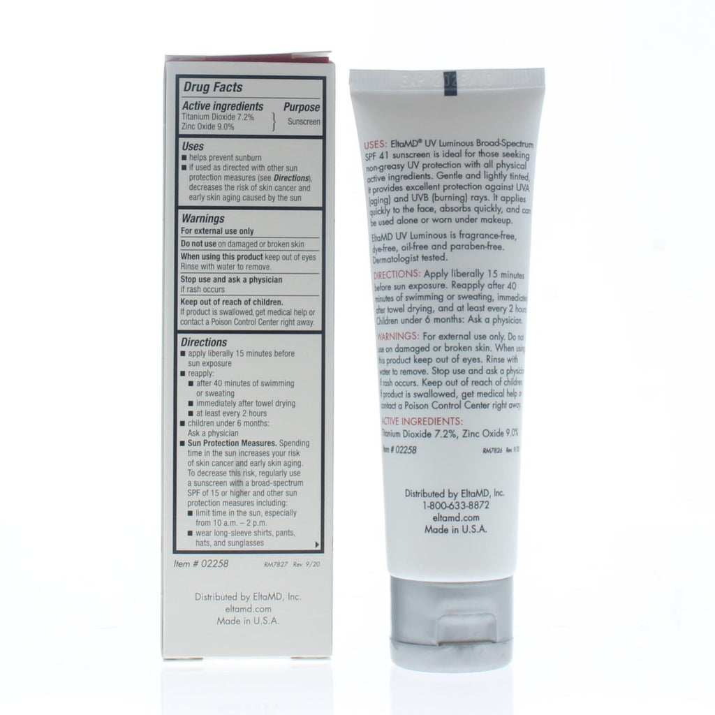 EltaMD UV Luminous SPF 41 Tinted Facial Sunscreen Water Resistant 1.7oz