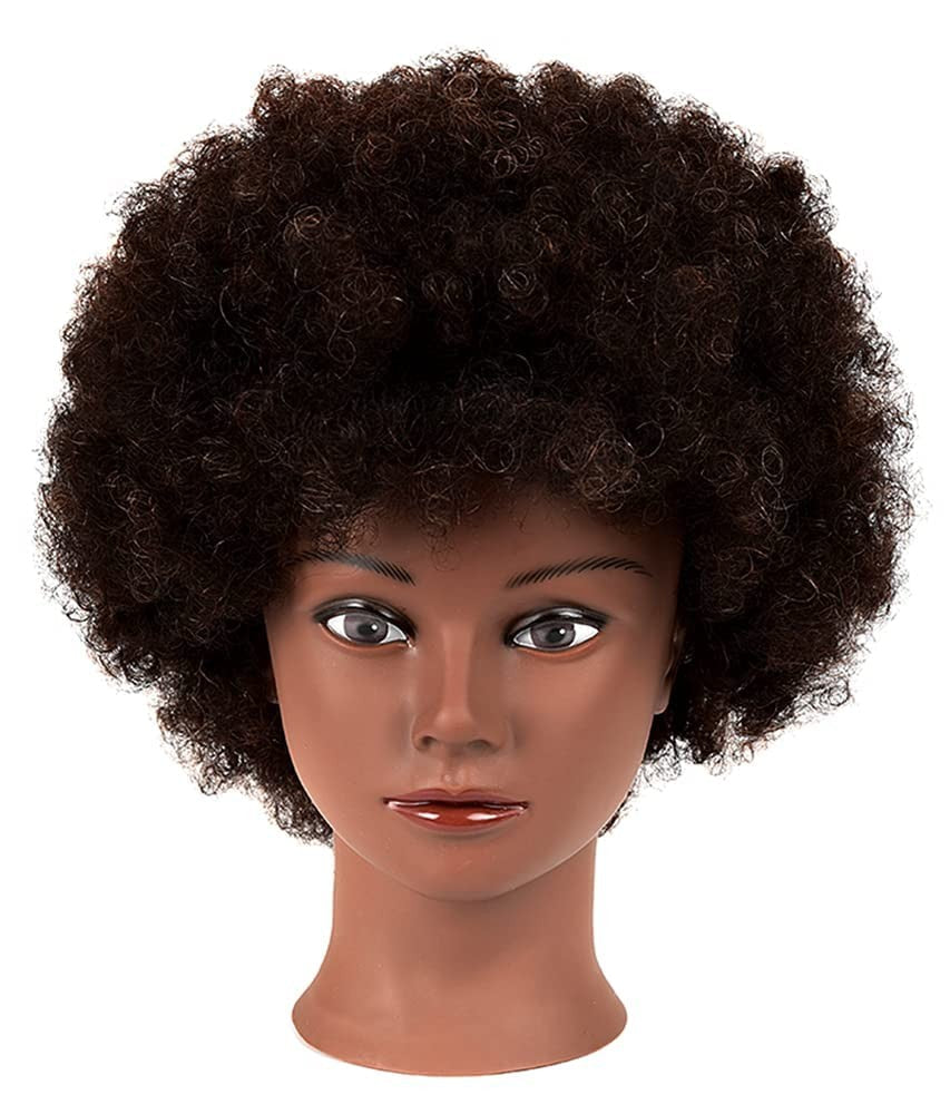 Human Hair Mannequin Head for Hair Styling Training Black 9-10 Inch