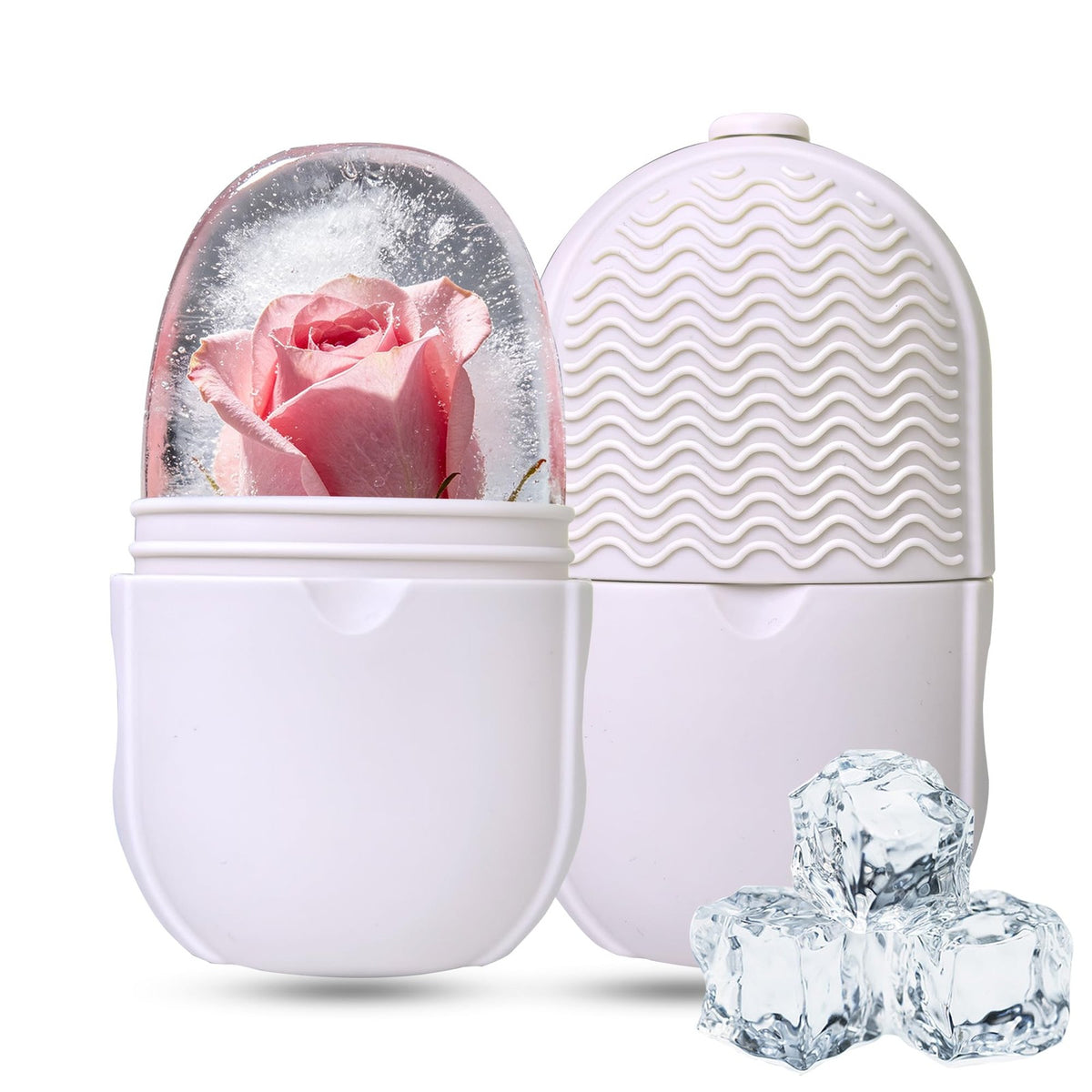 Face Ice Roller for Puffiness and Skin Care - Reusable Silicone Beige