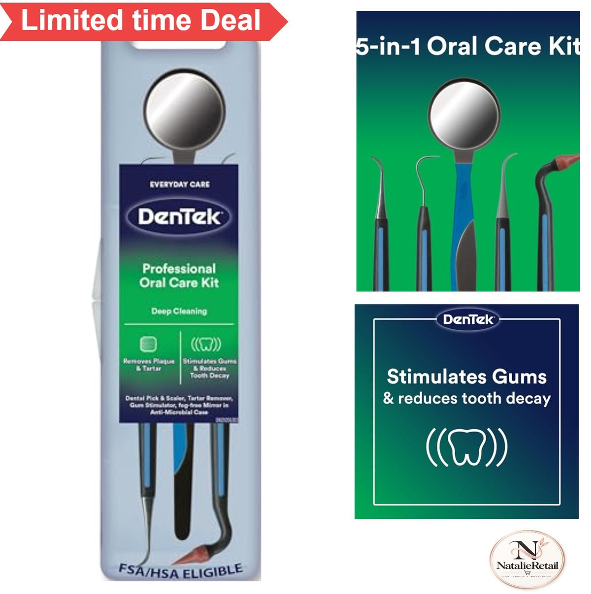 Dental Care Kit with 5 Tools for Plaque Tartar Removal & Gum Health