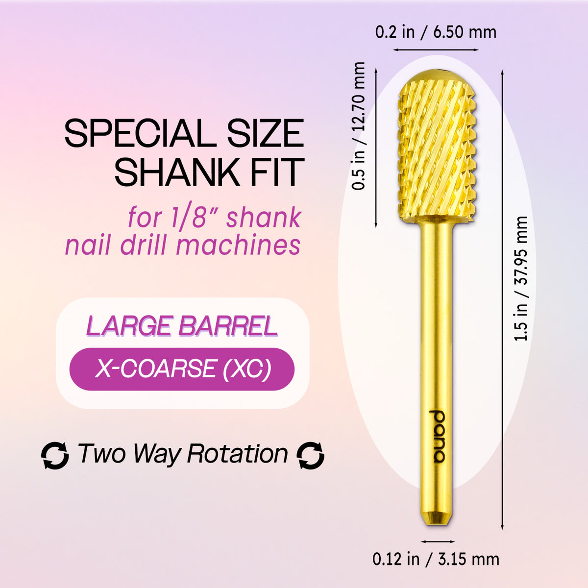 1/8 Inch Shank Nail Carbide Bit - Large Barrel, Extra Coarse for Nail Drill