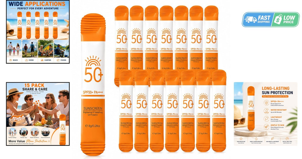 SPF 50 Mini Sunscreens 15-Pack Travel Size for Outdoor & Daily Use