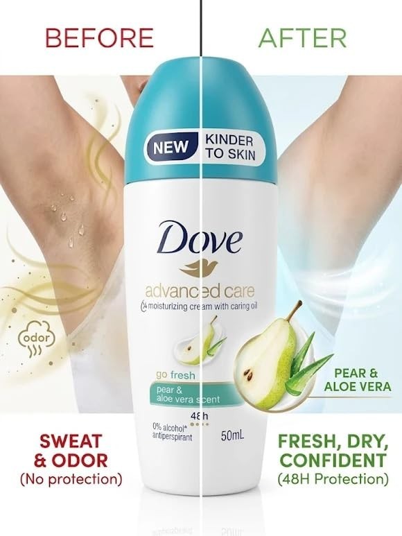 Dove Pear & Aloe Vera Roll-On Deodorant Pack - 50mL, 48H Freshness