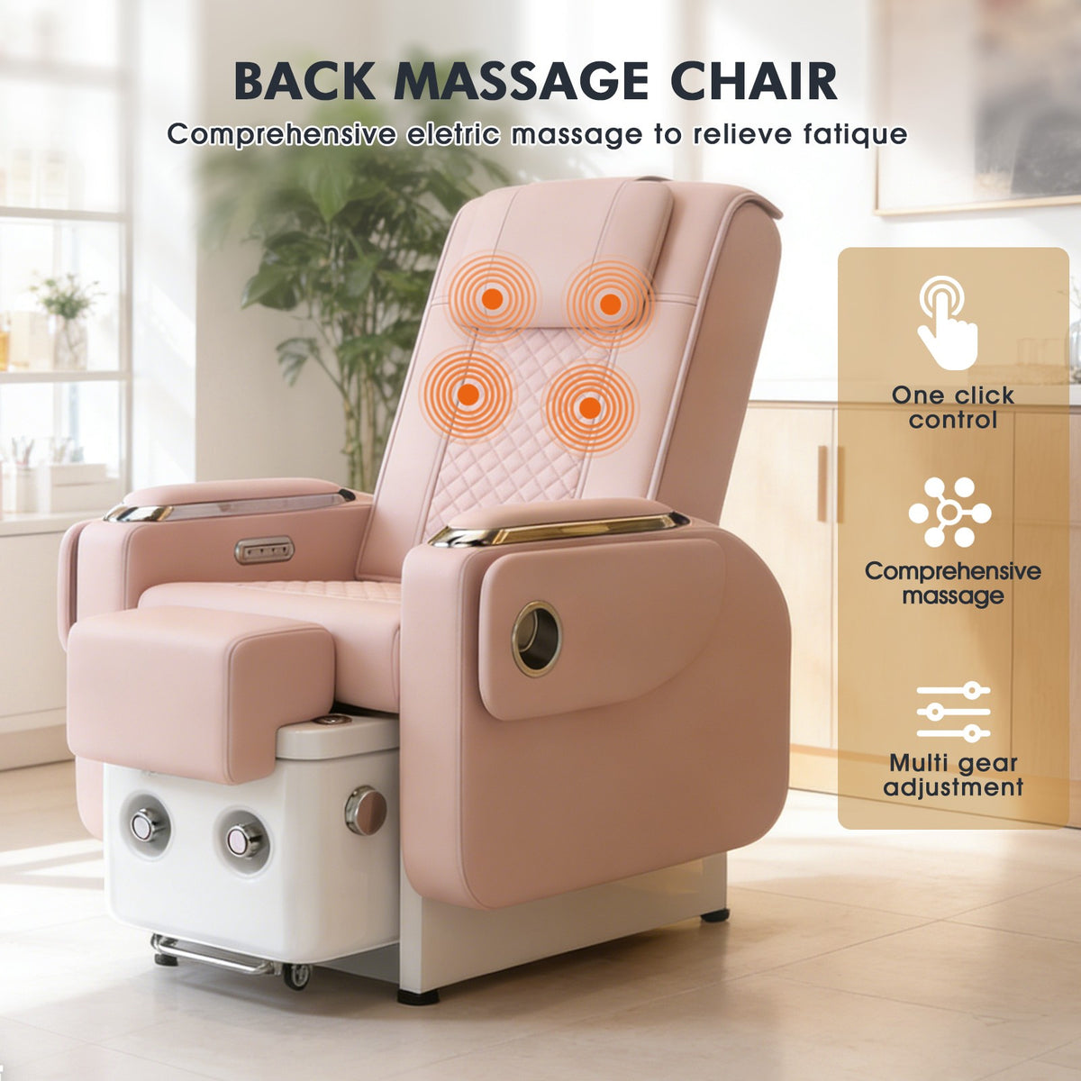 Reclining Pedicure Spa Chair with Massage & Foot Basin - Salon & Spa
