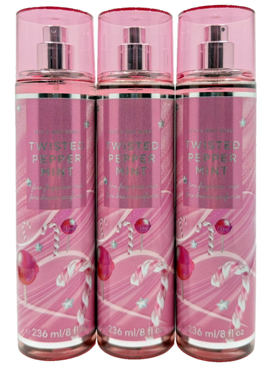 Bath & Body Works Fragrance Mist Set - Twisted Peppermint, 8 oz, Pack of 3