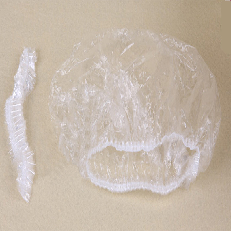Disposable Shower Caps 100 Pack White Elastic Hair Cover for Bath & Salon