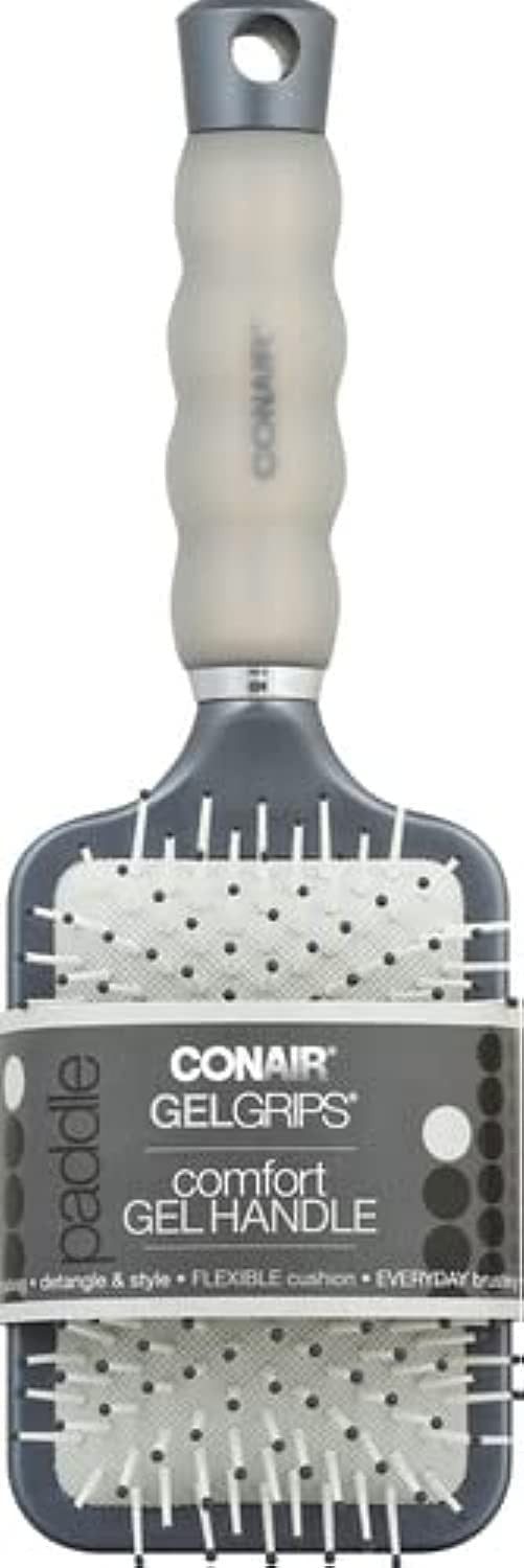 Conair Gel Grips Paddle Hair Brush - Gray, Detangling & Scalp Massage