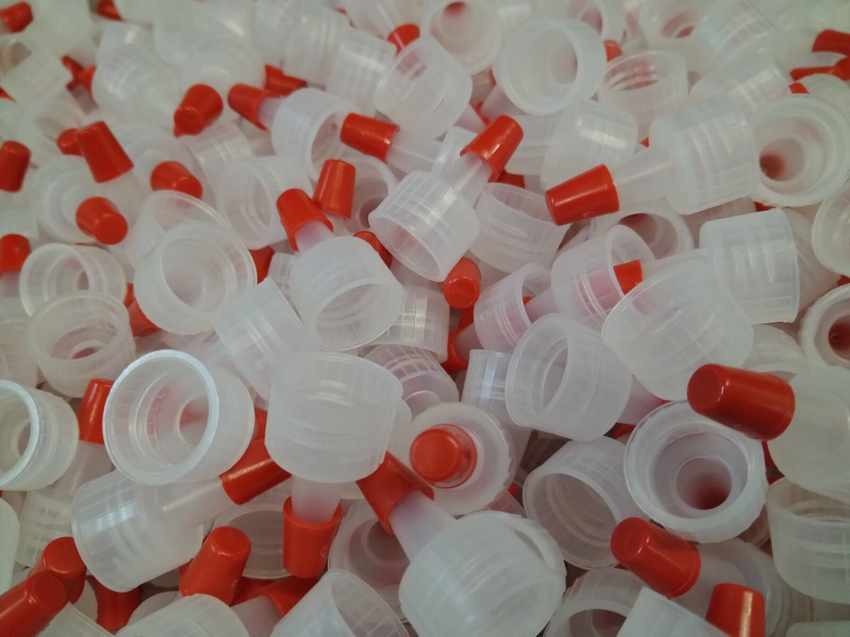 Plastic Bottle Dispensing Caps with Pre-Drilled Hole - 12-100 Count