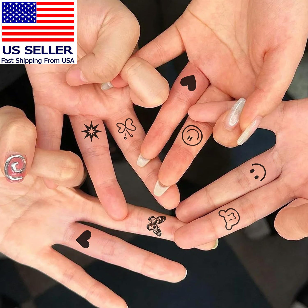 630 Pcs Finger & Hand Temporary Tattoos for Women - Realistic Small Designs