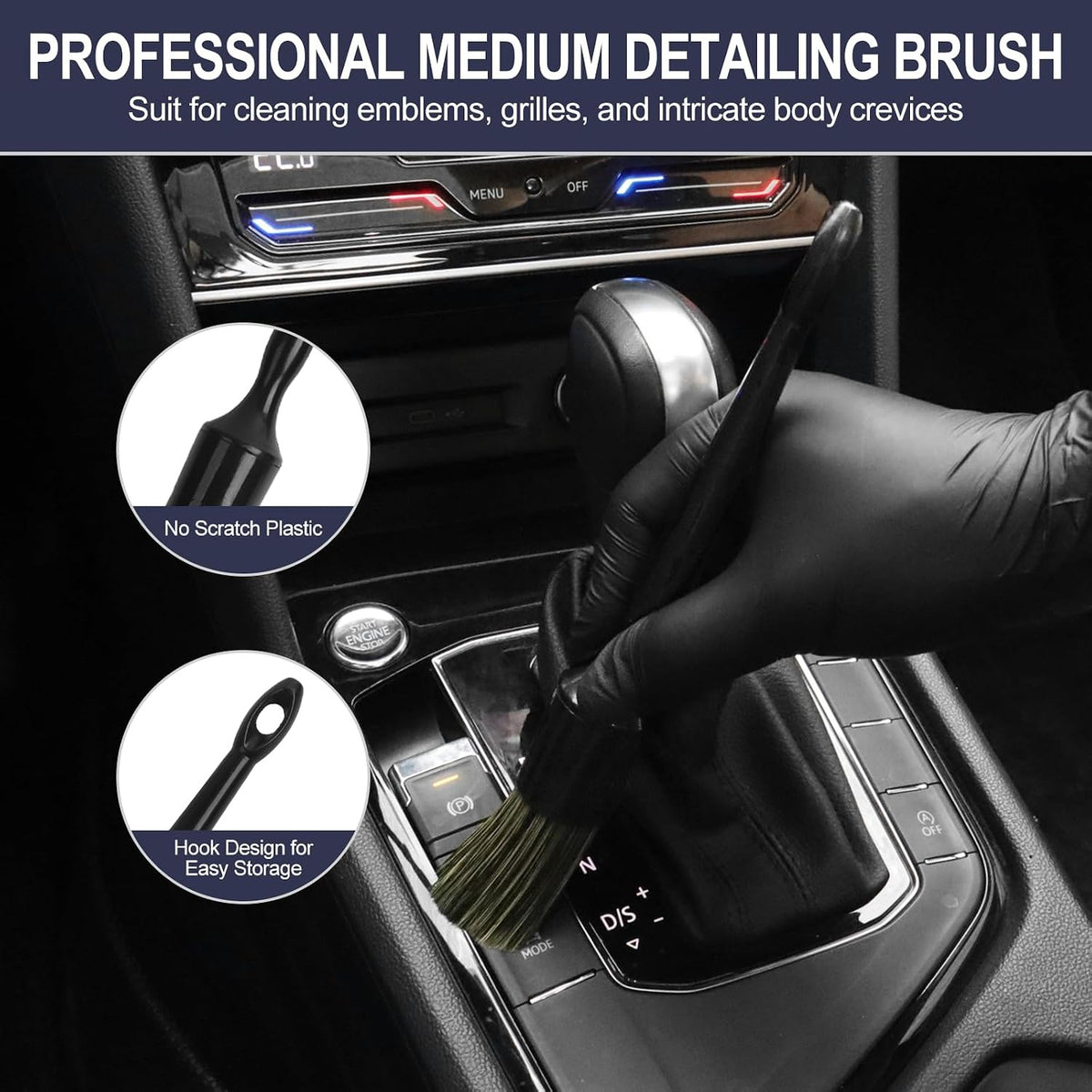 6-Piece Car Detailing Brush Set for Interior & Exterior Cleaning