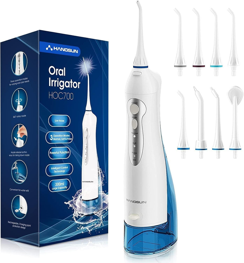 Cordless Water Flosser Oral Irrigator with 8 Tips 300ML Water Tank for Teeth & Gums