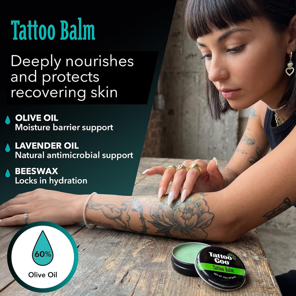 Tattoo Aftercare Kit - 3-Piece Set with Antimicrobial Soap, Balm & Lotion
