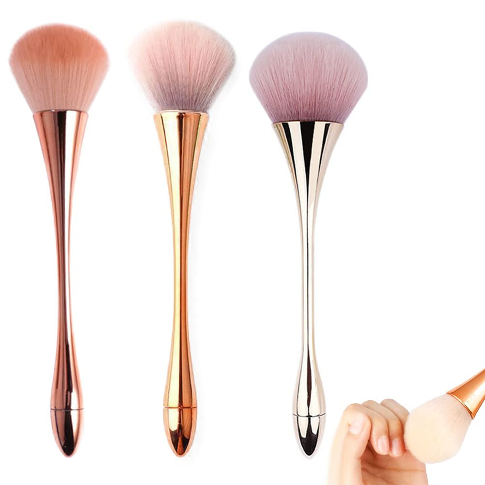 3Pcs Nail Dust Brush Set for Nail Art Cleaning and Makeup Powder Blush Brush