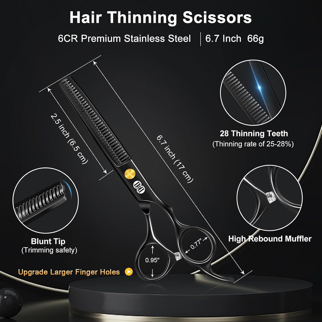 Professional Hair Cutting Scissors & Thinning Shears Kit - 6.7 Inch