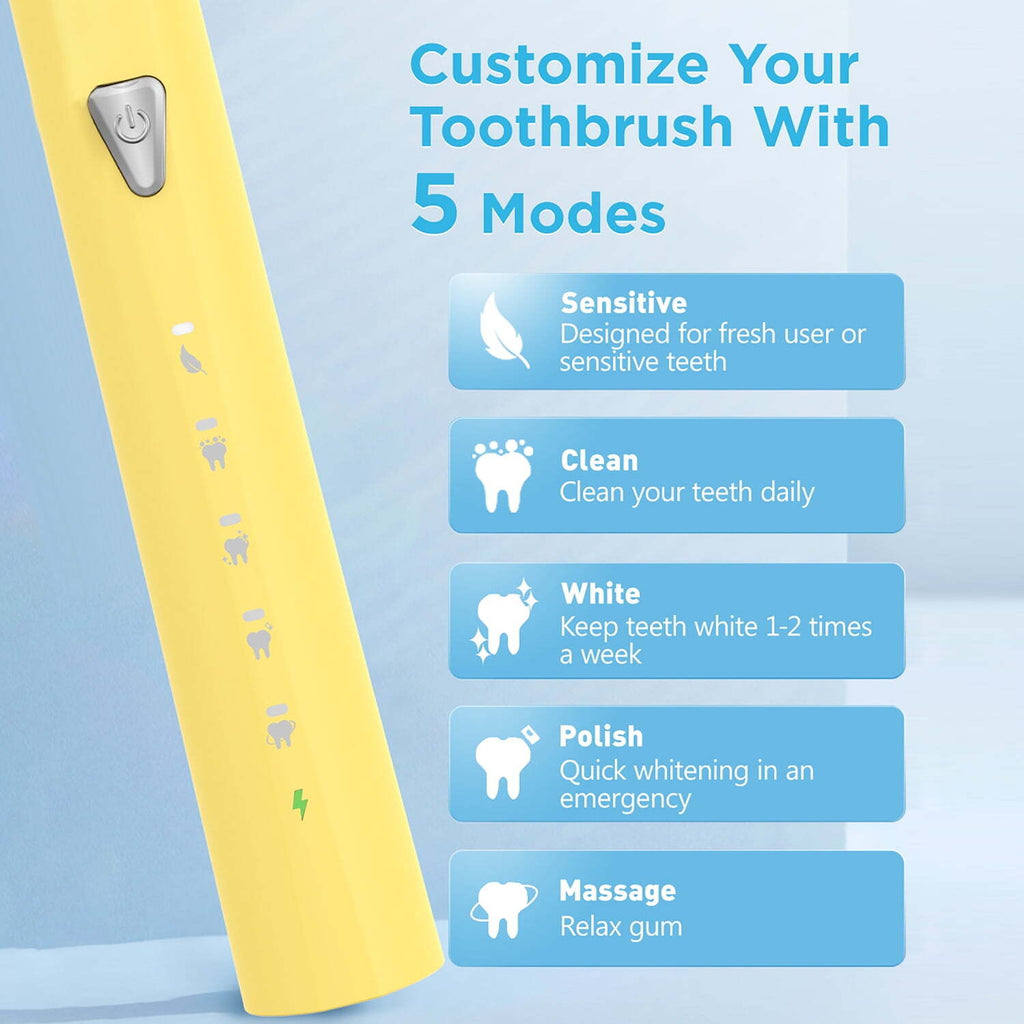 Rechargeable Electric Toothbrush for Adults with 8 Brush Heads and 5 Modes