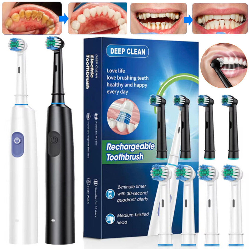 Rechargeable Electric Toothbrush with 5 Modes & 4 Brush Heads, USB Charging